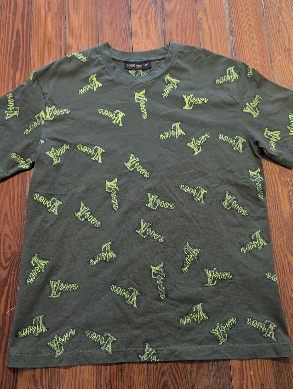 RARE SS26 Louis Vuitton Lovers green all over print t-shirt AUTHENTIC